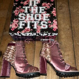 Jeffrey Campbell Women’s Lilith-2 Heeled Ankle Boots Pink Sequin Sparkle Sz 10 M